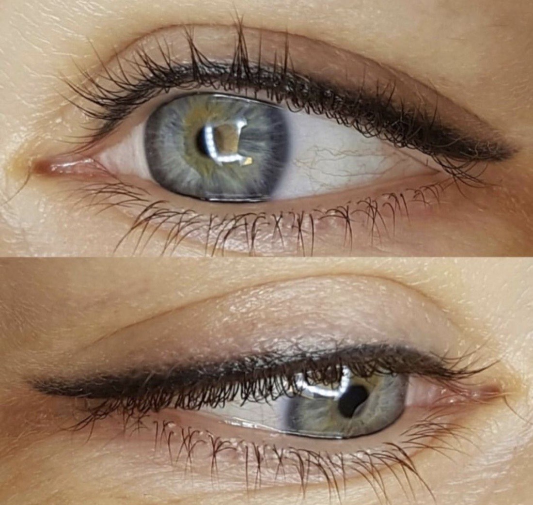 Eyeliner permanente e infracigliare visti a occhio aperto e a occhio chiuso