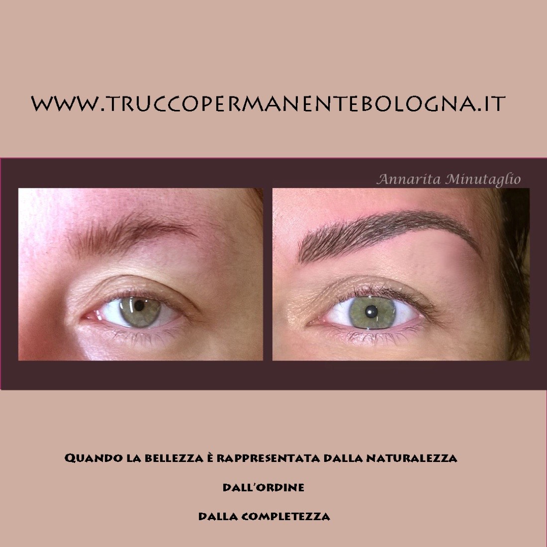 Sopracciglia realizzate pelo a pelo con il dermografo, confronto prima e dopo